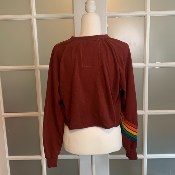 Aviator Nation Bolt 5 chevron cropped crew sweatshirt-size Medium - Picture 7 of 12